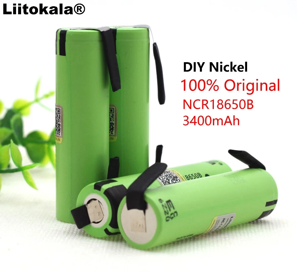 

4pcs/lot 2019 Liitokala new original NCR18650B 3.7V 3400mAh 18650 rechargeable lithium battery for battery + DIY nickel part