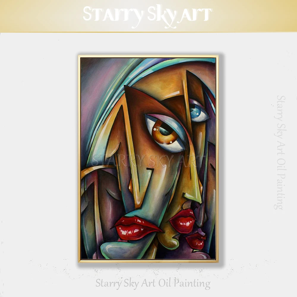 Чистая ручная роспись смешные лица акриловая живопись на холсте Большая Картина