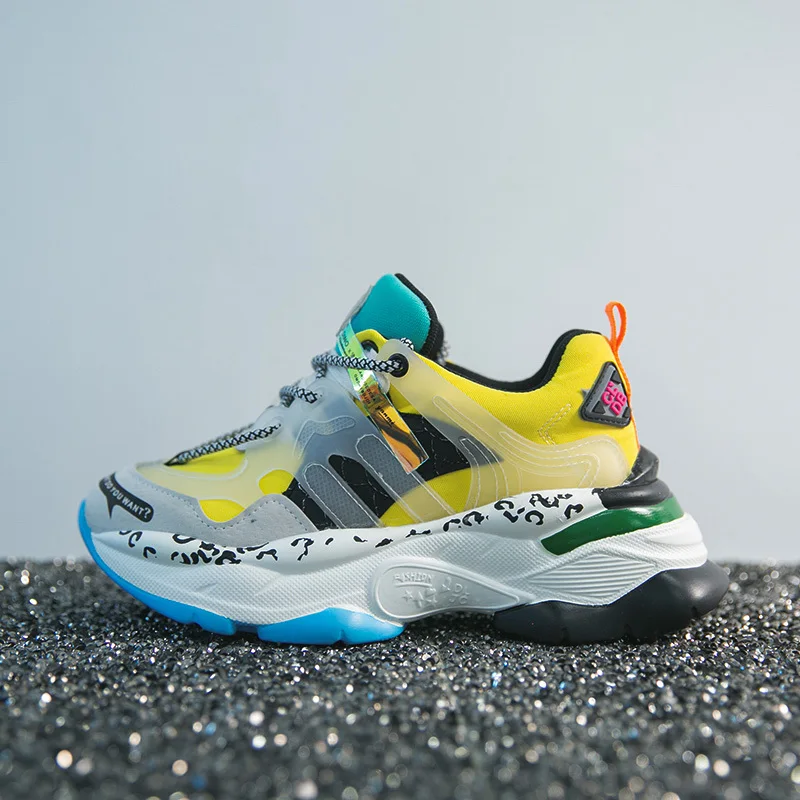 INS/женские кроссовки на платформе модная леопардовая обувь из натуральной кожи