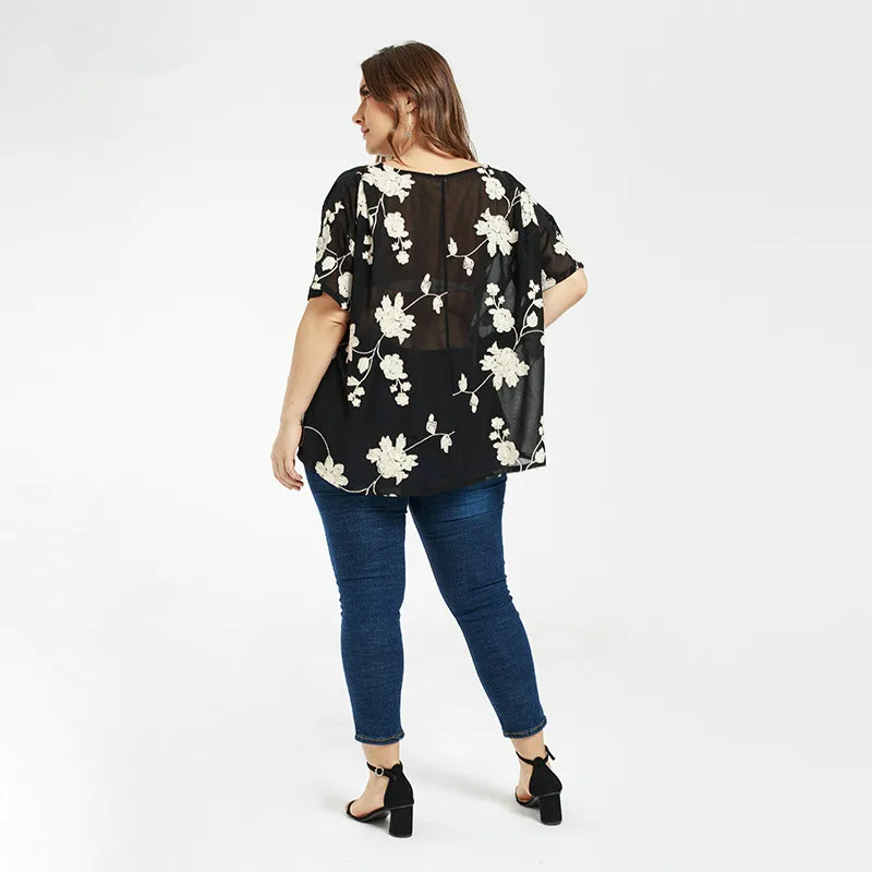 New women's Shirt Spring And Summer women blouses Loose Personality Large Size Print Simple Lace womens tops and |