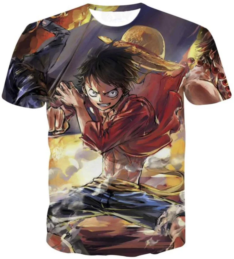 Футболка мужская с 3D-принтом Луффи цельный топ коротким рукавом принтом черепа