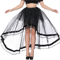 lady mesh skirt summer long transparent tulle skirts sweet tutu skirt women black lace sexy corset bottom burlesque corset skirt