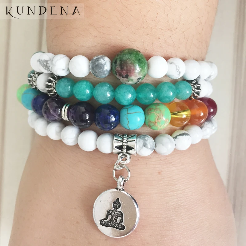 Браслет для йоги с надписью Calm Lotus Buddha Tree Hamsa женский браслет 7 чакрами Howlite на