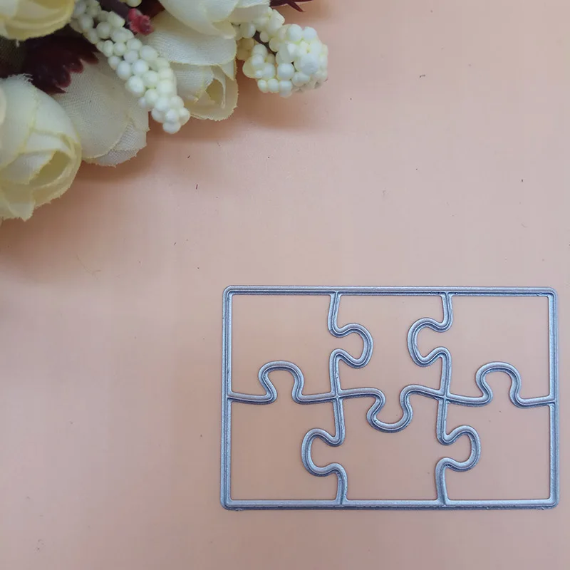 Metal cutting die Rectangle puzzle Jigsaw Cut Dies Stencils For DIY Scrapbooking Card Album Photo Decoration | Дом и сад