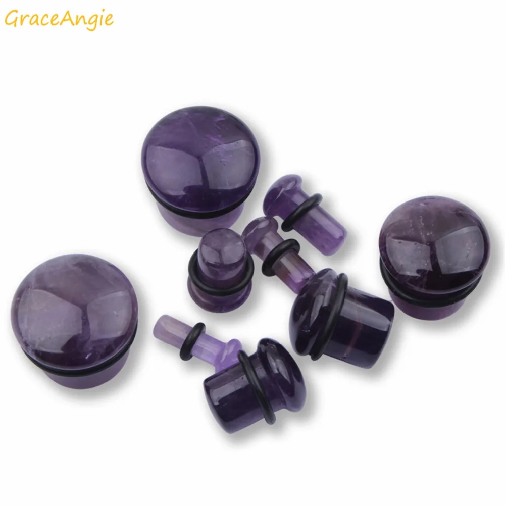 GraceAngie 2 шт. 4/6/8/10/12/14 мм затычки для ушей туннель камень фиолетовый Charoite кожаное