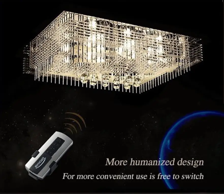 Светодиодная хрустальная люстра E27 Современная прямоугольная романтическая