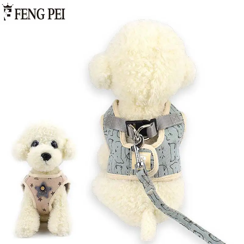 FENG PEI 2018 New Cartoon Pet Vest Harnesses 12 Colors 4 Size Small Dog Cat Harness Cotton Mesh For Chihuahua | Дом и сад