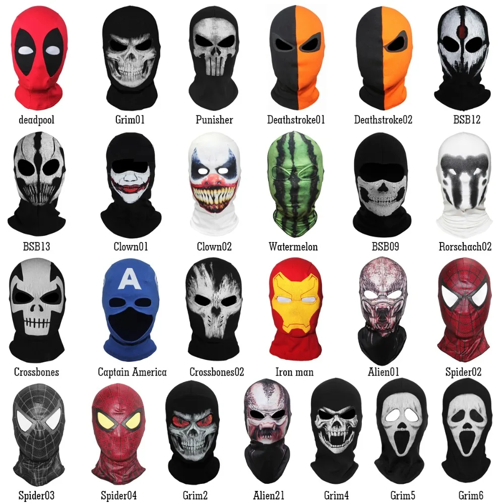 20 стилей Балаклавский призрак X men маски Дэдпул Каратель Deathstroke Grim Reaper Тактический