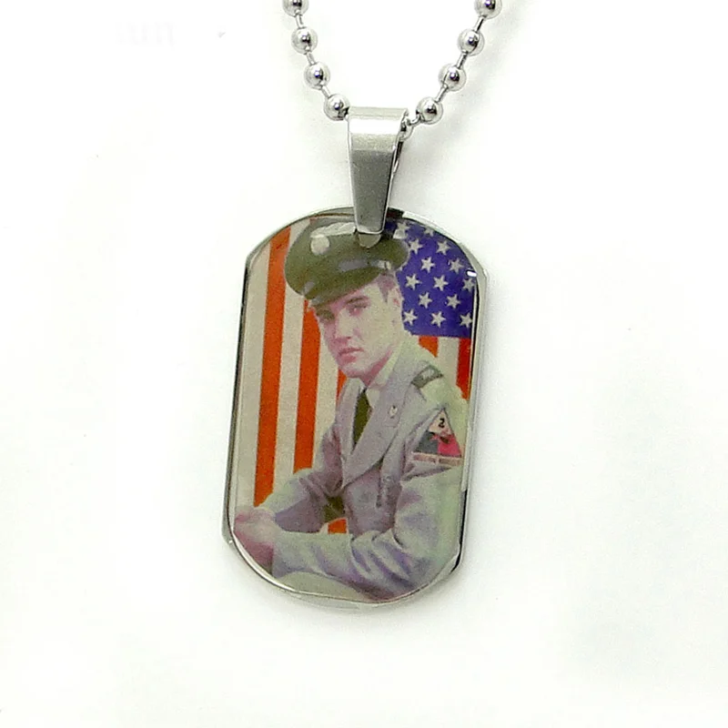 Дикарлун Elvis Presley ожерелье с фото из нержавеющий стали памятный картина Кулон