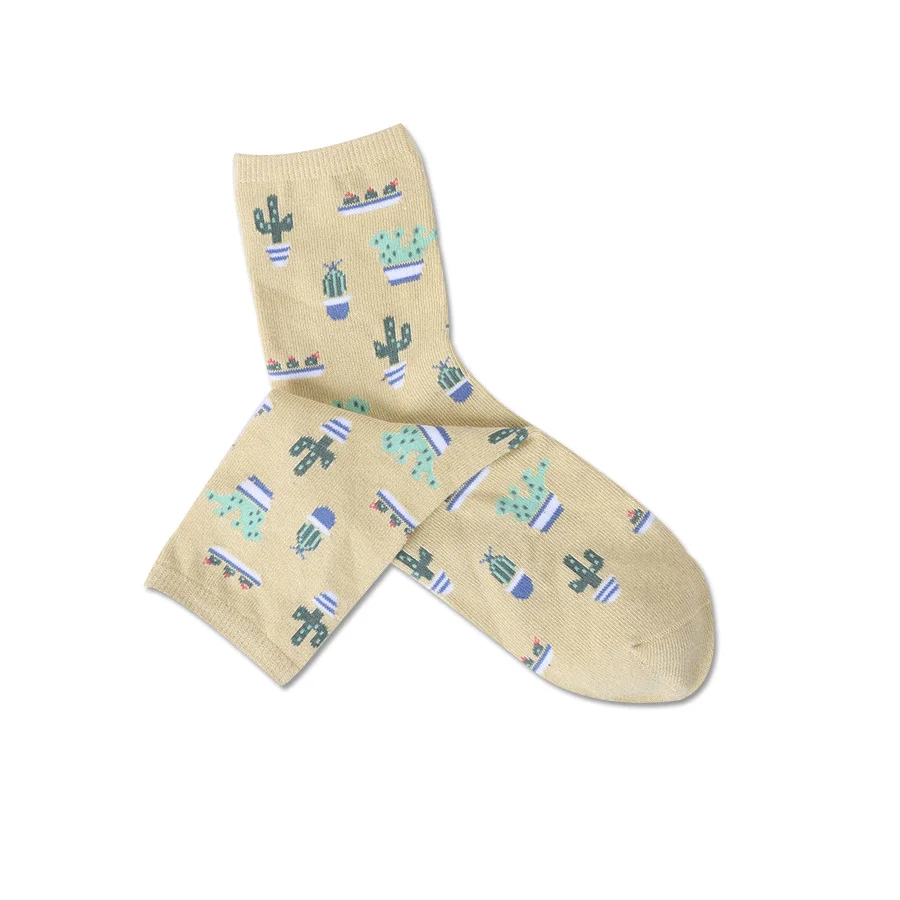 2017 новые летние женские Носки с рисунком кактуса удобные милые носки хлопковые