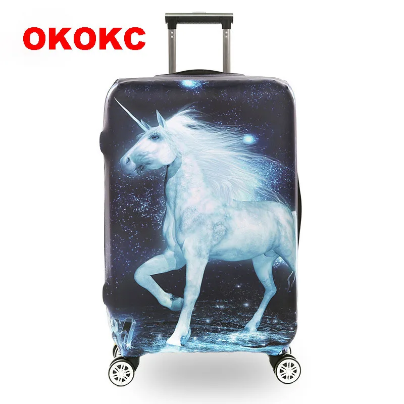 

Плотный Чехол для багажа OKOKC с принтом лошади и животных, защитный чехол для дорожного костюма, эластичный чехол для 18-30 дюймов, аксессуары д...