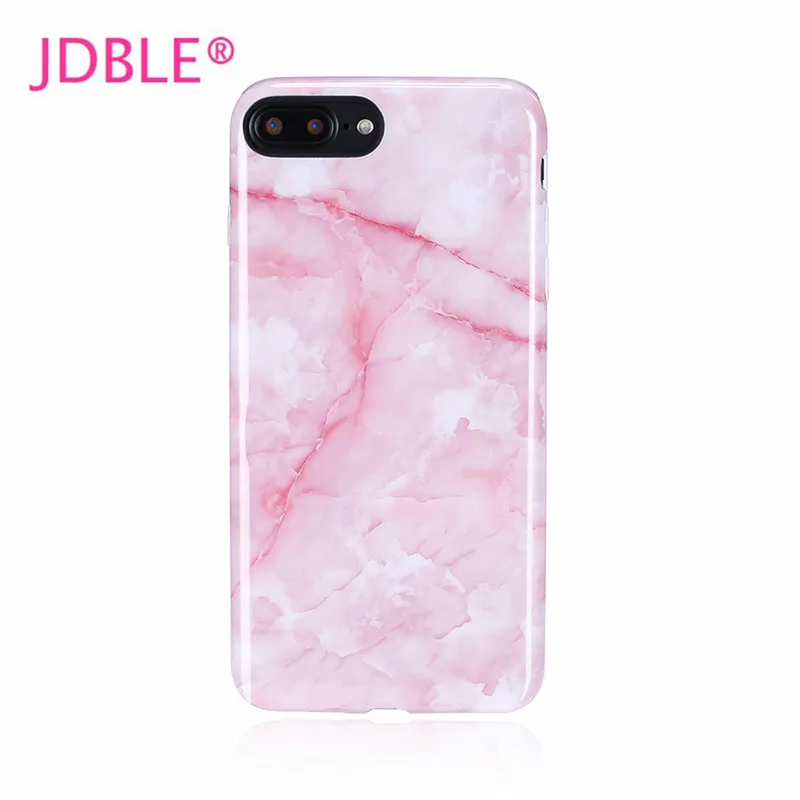 High Quality Cases For iphone 8 8Plus Fitted New Arrival Plant Pink Marble image Soft IMD Case iphone7 7Plus Lady Capa |