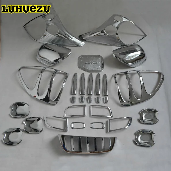 29 шт. хромированные накладки на передние и задние фары для Toyota Land Cruiser Prado FJ120 2003