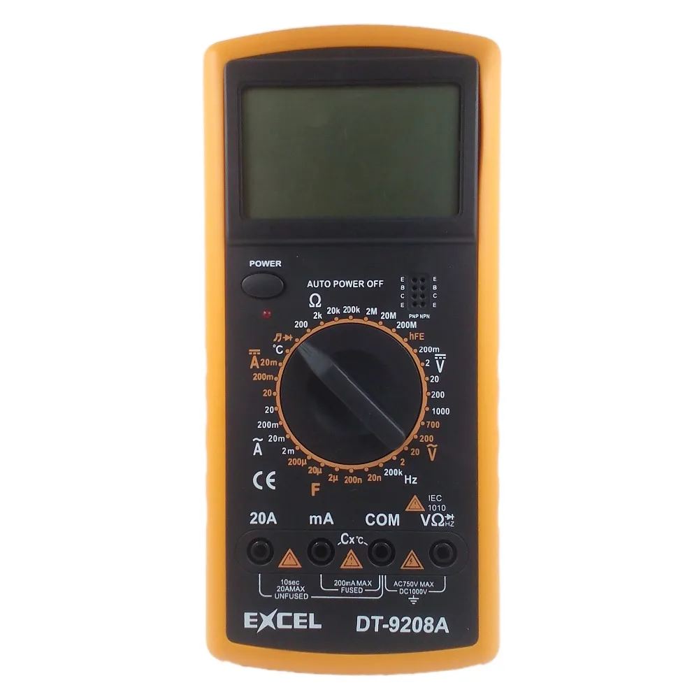 

EXCEL DT9208A Digital Multimeter DC AC Voltage Current Resistance Capacitance Temperature Frequency Meter Tester Voltmeter LCD
