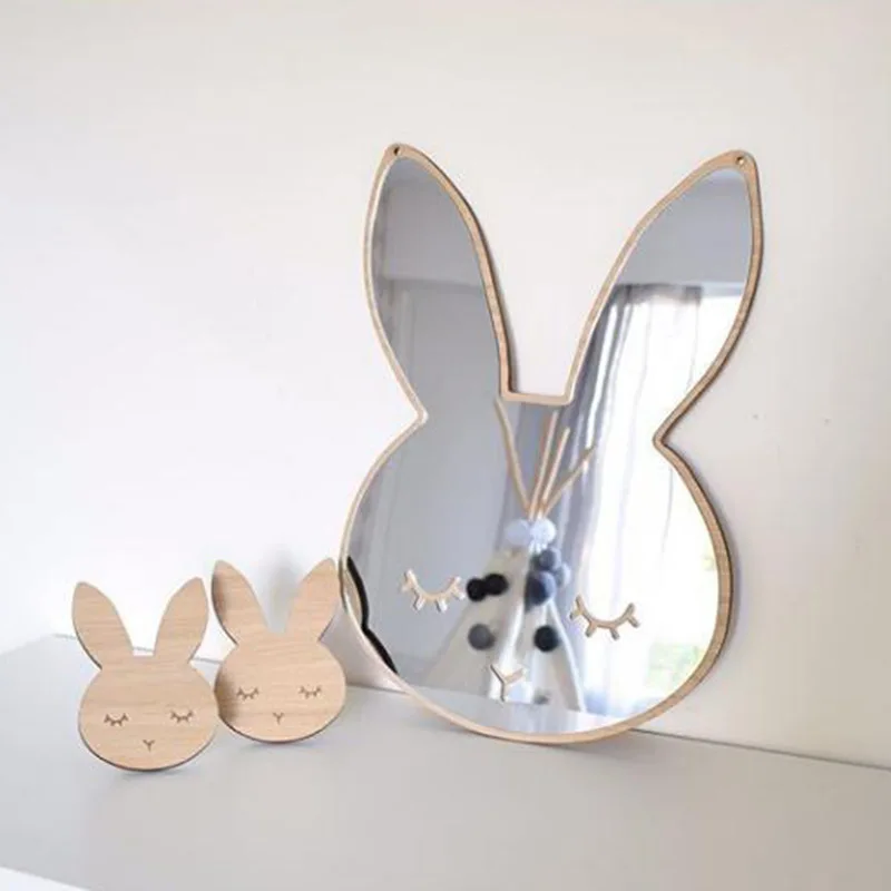 Акриловая 3D зеркальная Настенная Наклейка s для детских комнат DIY украшения для дома самоклеящаяся Милая наклейка в форме кролика Фреска декор для детской спальни