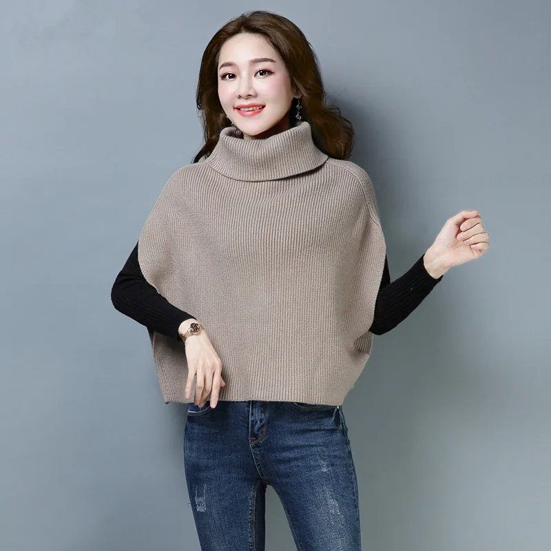 2020 New short-sleeved large size loose bottoming sweater high collar Korean version of the thick shirt women's clothing | Женская