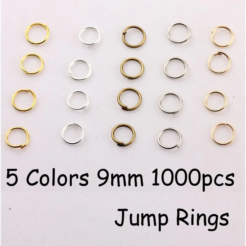 

YAGE 9*1.0mm 1000pcs 5 Color Iron Jump rings,Gold,Rhodium,Bronze Jewelry Findings for jewelry making