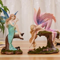 nordic cute girls resin elf angel ornaments home room furnishing decoration crafts office desk fairy statue accessories decor