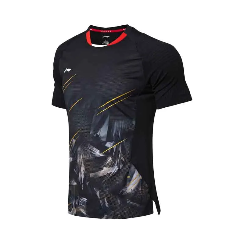 Li Ning мужские футболки для бадминтона на сухой AT BACTERIA статический комфорт