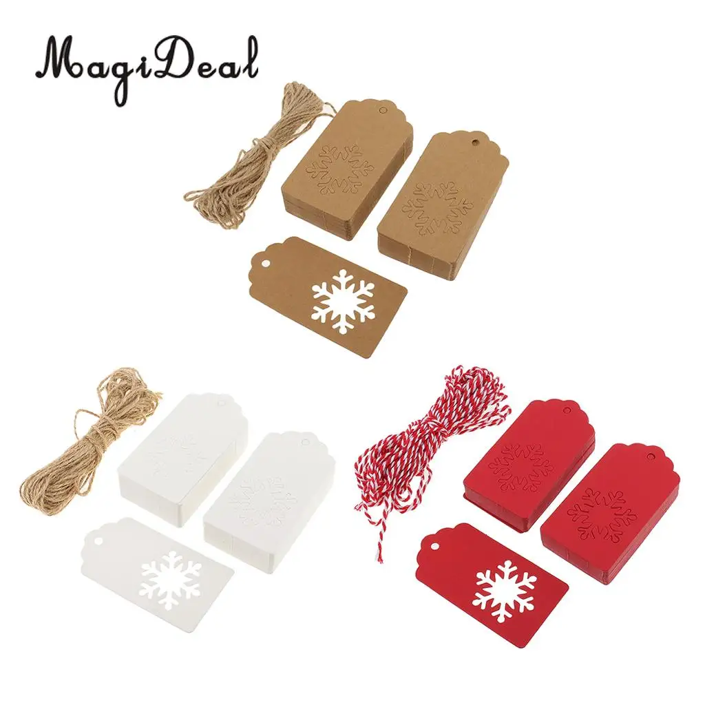 

100pcs Snowflake Paper Price Tags Labels Christmas Hanging Gift Tags