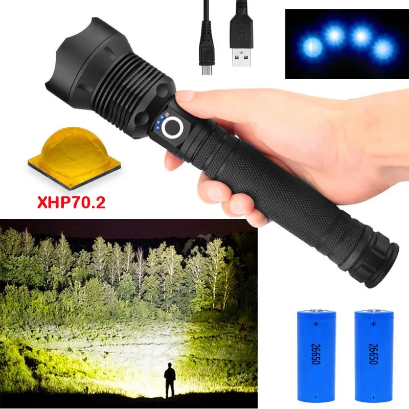 Мощный светодиодный фонарик XLamp xhp70.2 мощный увеличительный фонарь с