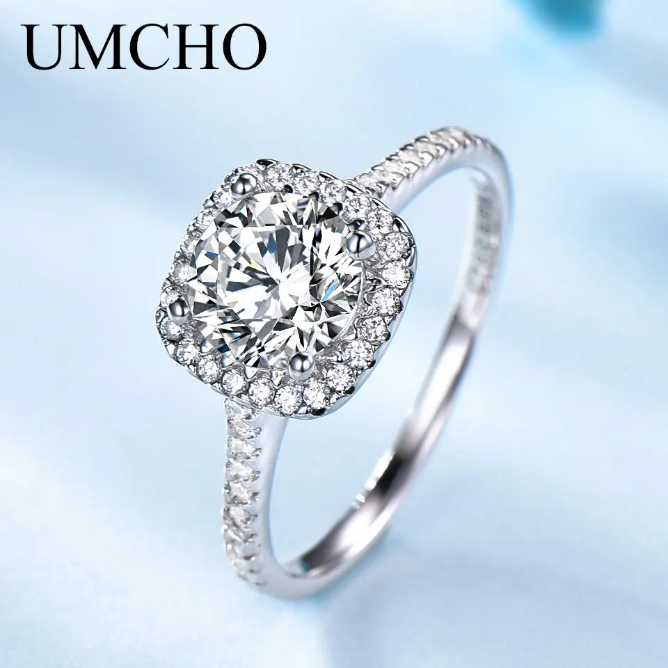 Романтические кольца UMCHO из настоящего серебра 100% Φ свадебное кольцо с круглым