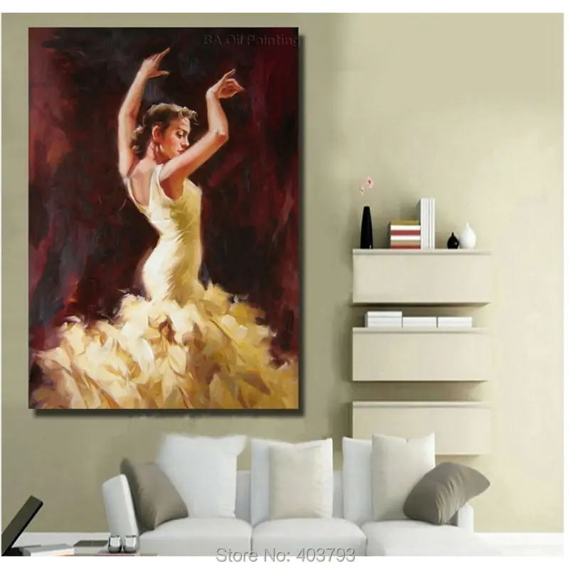 Handpainted Flamenco Spanish Woman Heat Dancing Dancer Oil Painting On Canvas Paintings No Framed - Intl | Дом и сад