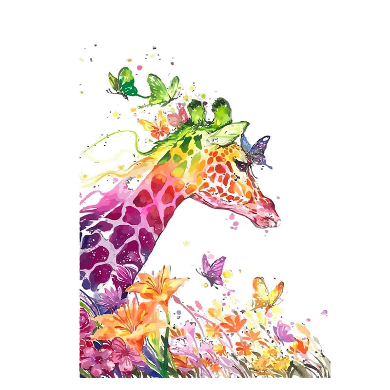Фото Картина по номерам сделай сам Прямая поставка 40x50 50x65 см красивый красочный жираф