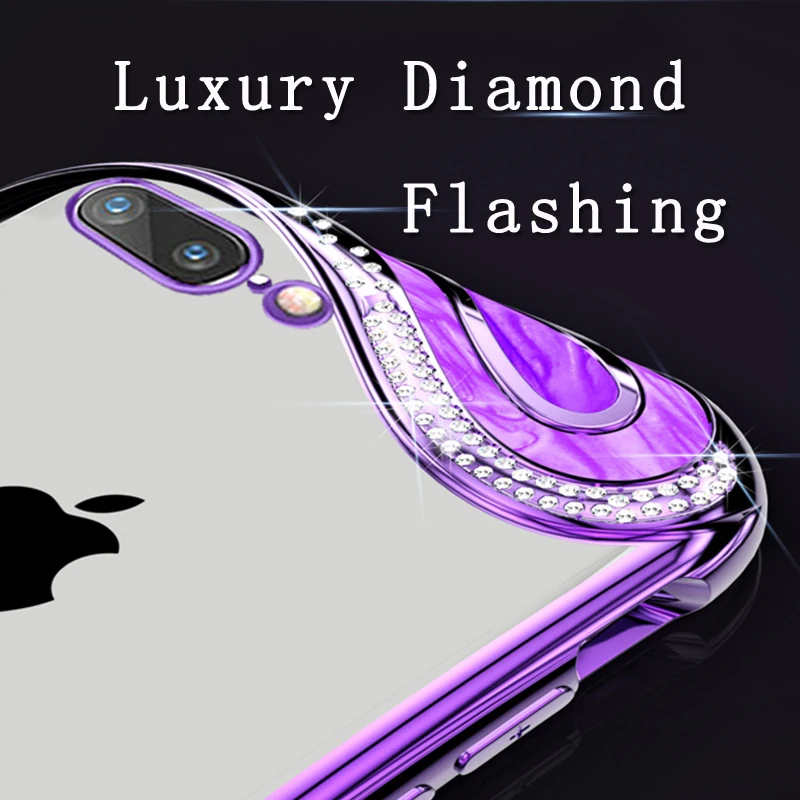 Kerzzil Luxury Slim Shockproof Diamond Case For iPhone X XR XS MAX Plating Clear Soft Silicone Cover 7 8 6 6s Plus |