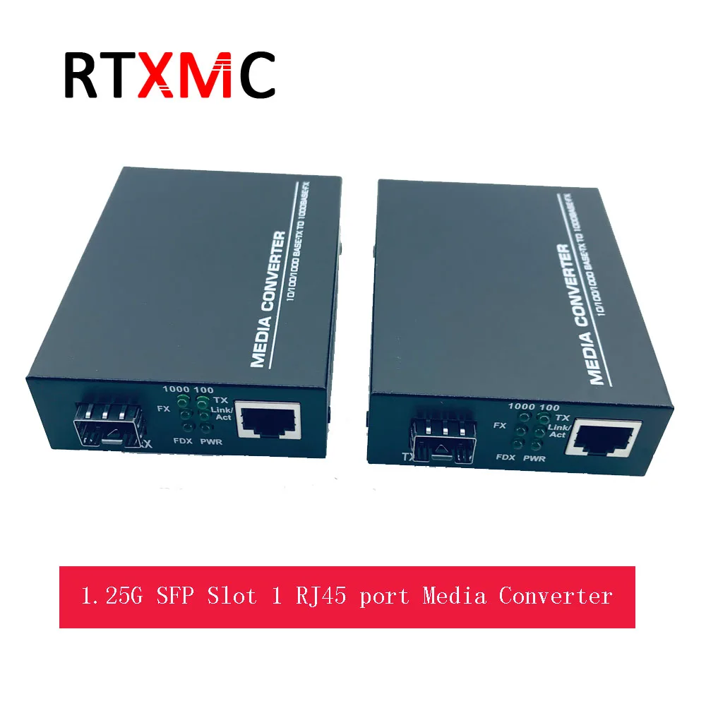2 шт. разъем SFP волоконный медиаконвертер в RJ45 гигабитный 10/100/1000M Ethernet
