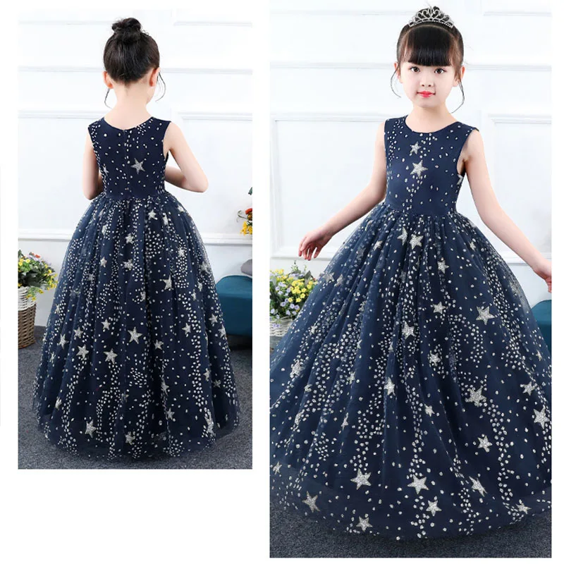 Mottelee Star Sequined Girls Long Dress Formal Pageant Princess Evening Party Dresses For Girl Elegant Kids Dance Costumes 3-13Y | Детская