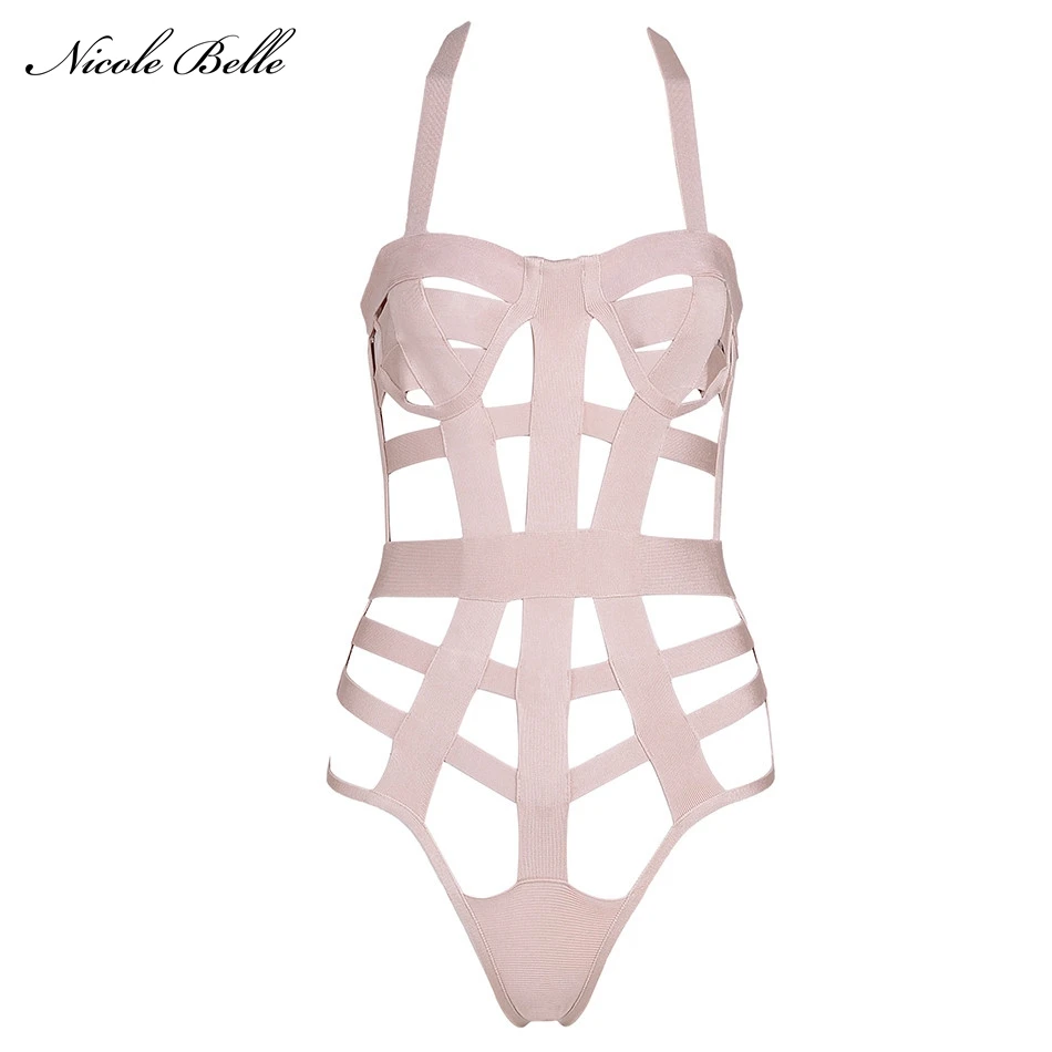 Новинка 2019 сексуальный телесный Облегающий комбинезон пляжная одежда с вырезами
