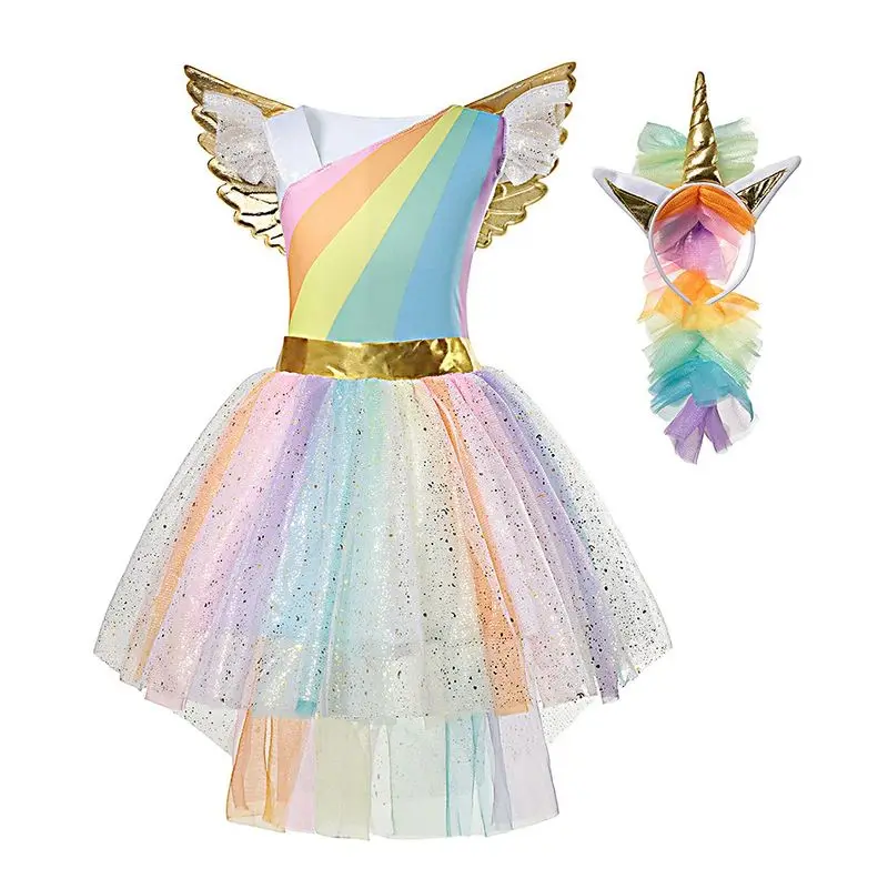 

Girl Princess Dresses for Girl Sequins Dress Girls Cosplay Dresses For Girl Kids Colorful Rainbow Dress