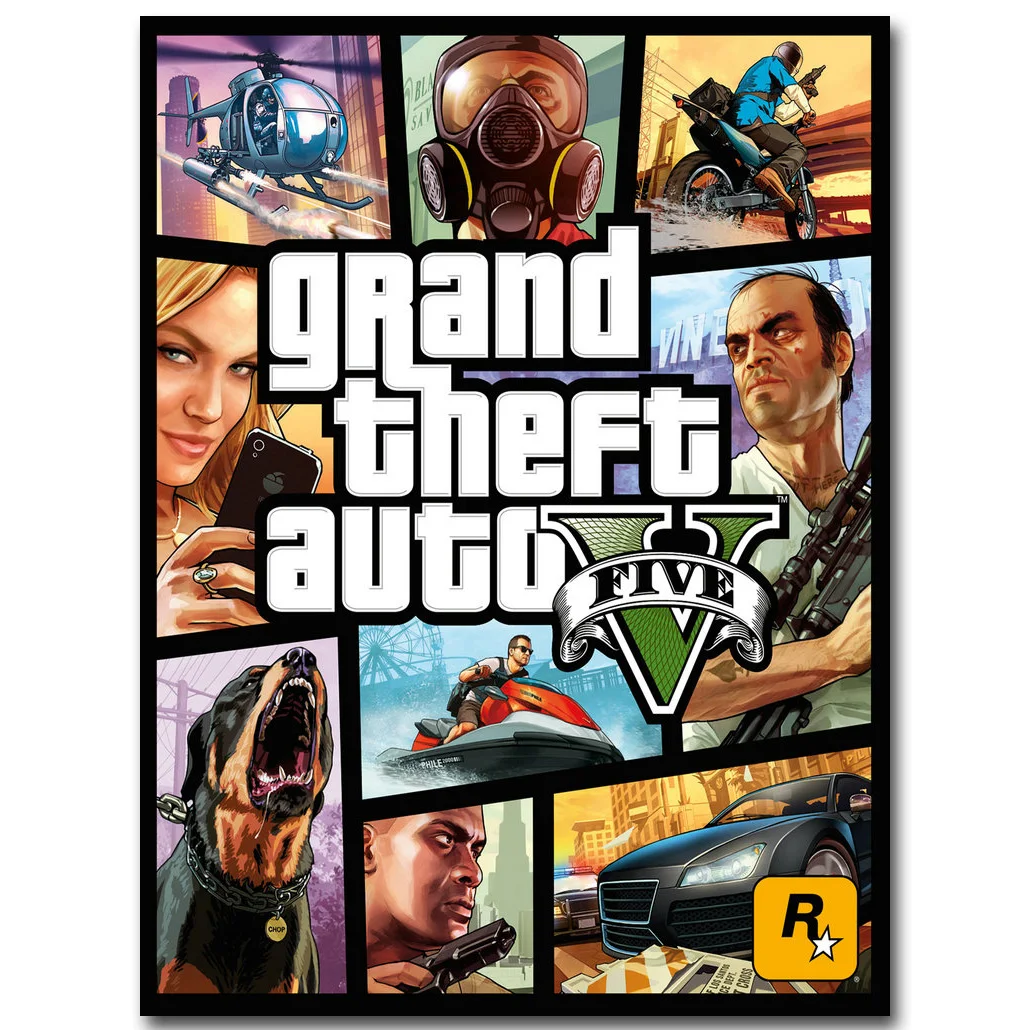 Grand Theft Auto V художественный постер из шелковой ткани с принтом 13x18 32x43 дюймов
