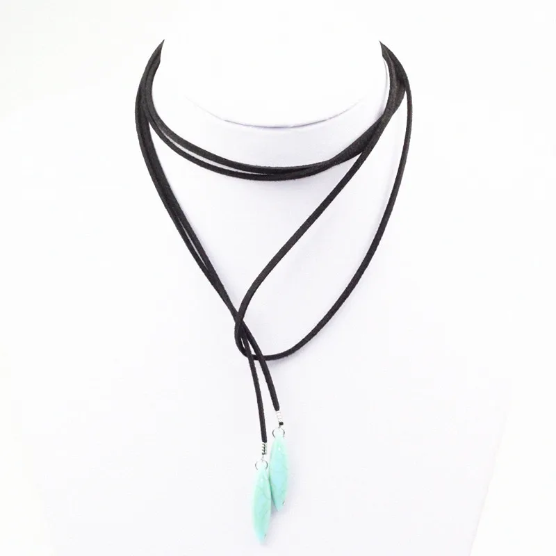 Женское Ожерелье чокер длинное из шерсти черного цвета в стиле панк бархатное