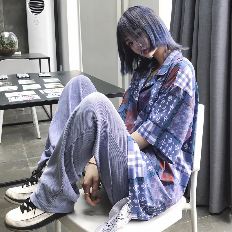 Women's Shirts Ulzzang Japanese Kawaii Ladies Vintage Casual Printed Loose Shirt Female Korean Harajuku Cute Clothes For Women |