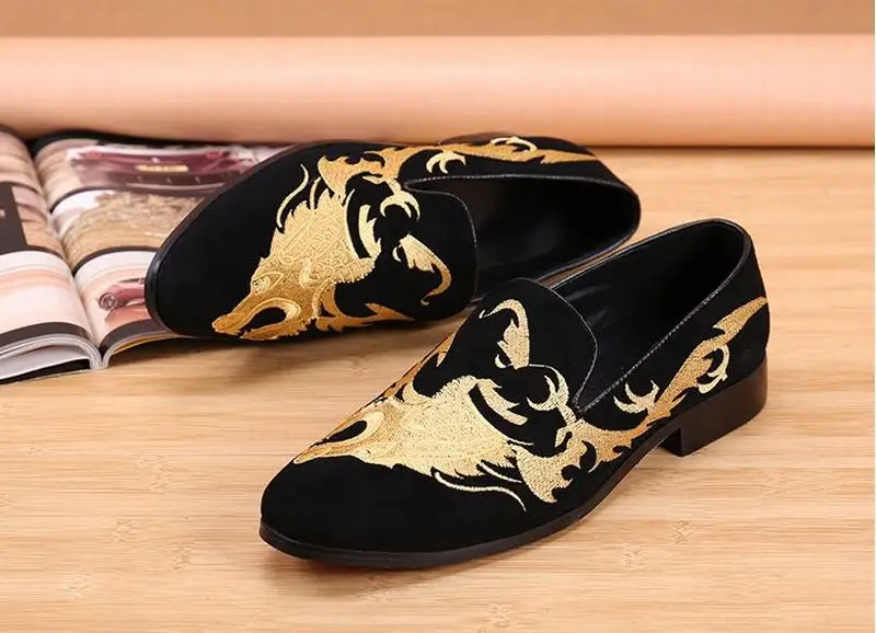 Новый роскошный черный Красный замшевые Мужские модельные туфли Клубные лоферы