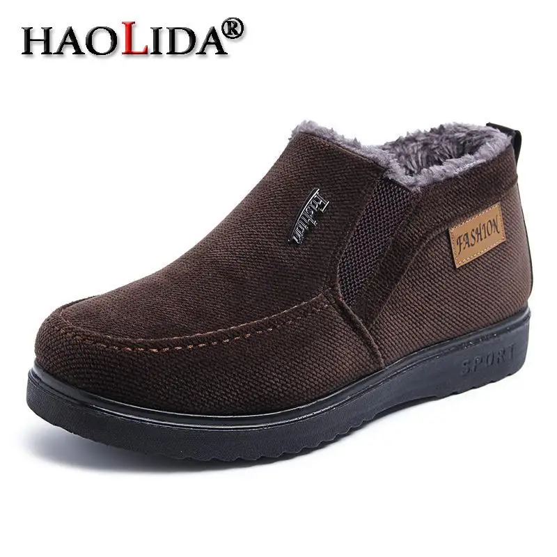 Мужские теплые ботинки черные утепленные из хлопка высокого качества мягкие и