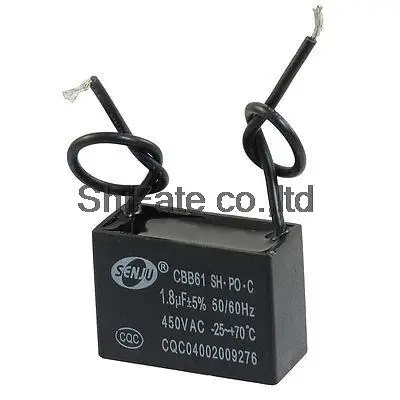 

CBB61 1.8uF AC 450V Rectangle 2-Wire Non Polar Motor Run Capacitor