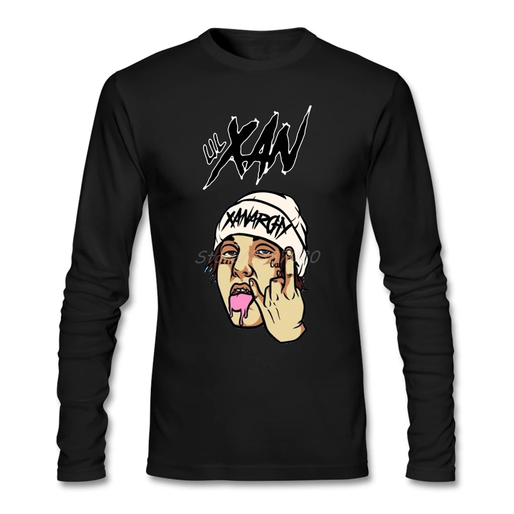 Lil Xan T Shirt Custom Long Sleeve Mens Shirts Fashion 2019 Hiphop Online Cotton Crewneck Funny | Мужская одежда