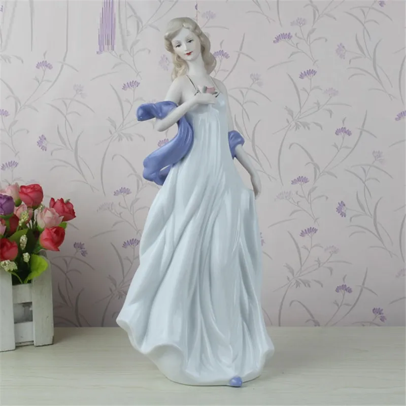 Изящная керамическая Богиня леди Фигурки Ремесел Room Decor Свадебные ремесленных орнамент фарфоровая статуэтка домашний декор R768 - Цвет: Темно-серый