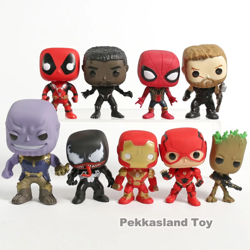 

Avengers Infinity War Deadpool Black Panther Spiderman Thanos Venom Iron Man Captain America Action Figures Toys 9pcs/set