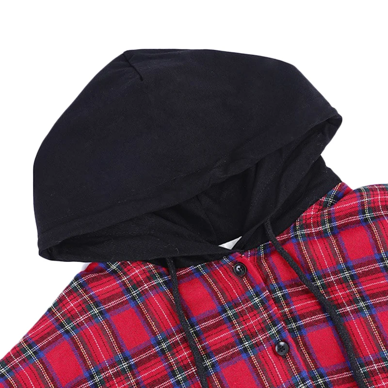 

Fashion Women Blouses Red plaid Long-sleeve Loose Tops Spring Autumn New Korean Womens Shirt Hooded Blusas mulher elegantes F569