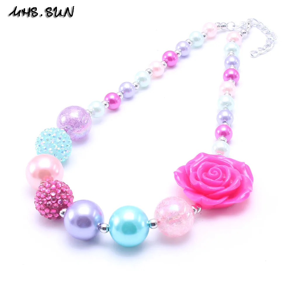 MHS.SUN новый дизайн ярко розовый цветок искусственная жвачка бусина массивное