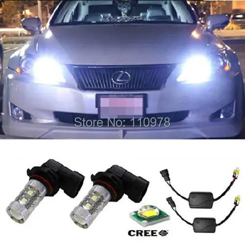 

Free Shipping 2Pcs No Error White 50W 9005 HB3 CREE Chips LED High Beam Daytime Running Light DRL Kit For Lexus Toyota