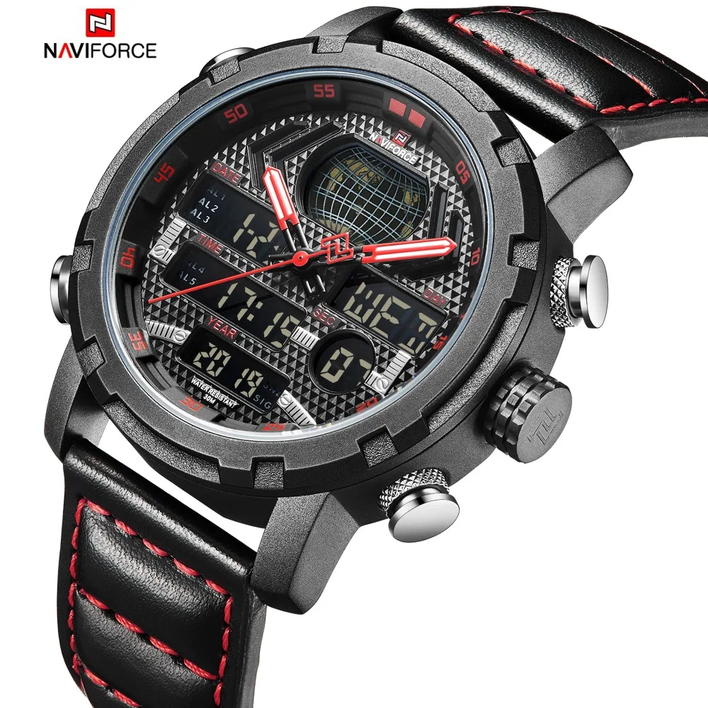 Новинка 2019 мужские модные спортивные часы NAVIFORCE водонепроницаемые кварцевые с