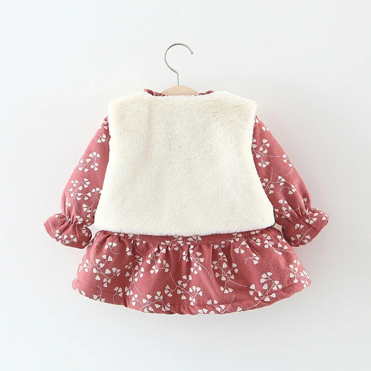2018 new winter girl dress toddler baby stitching costume plus velvet padded children warm print 0-4T free shipping | Детская одежда и