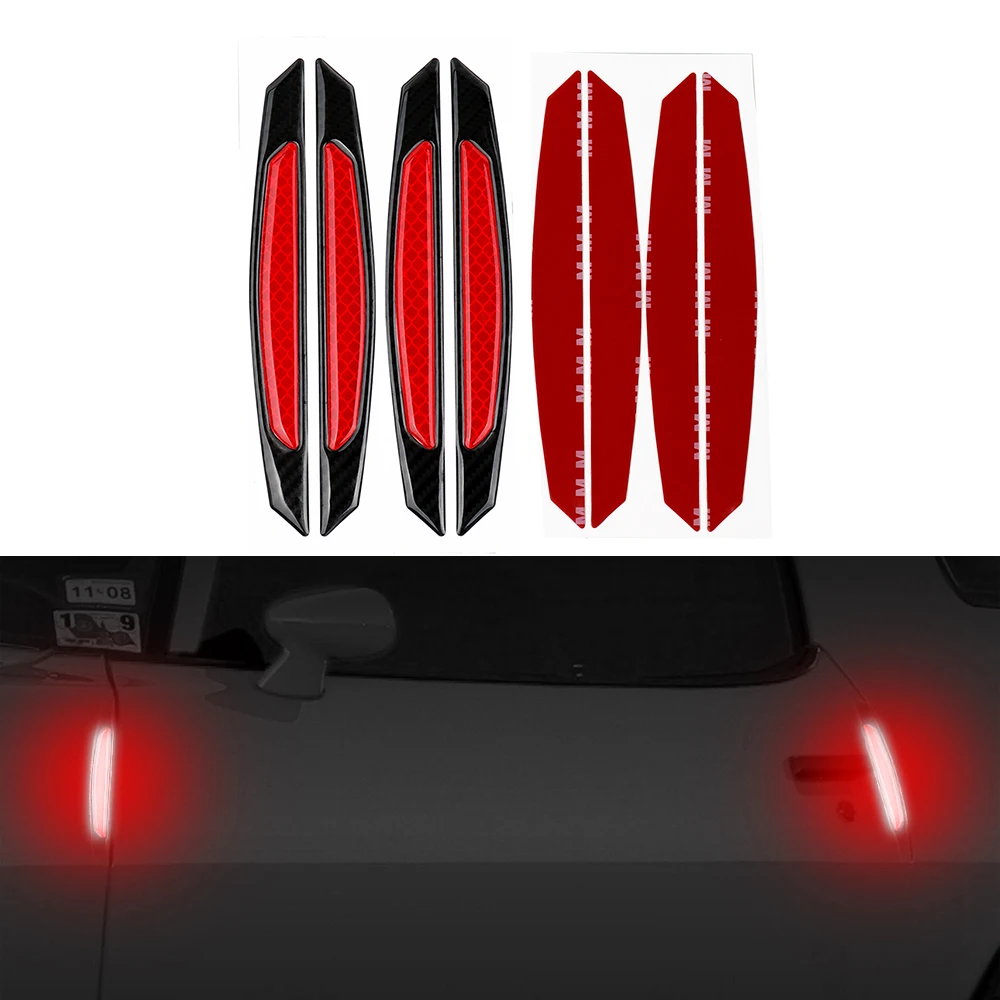 

4 Pieces/pack Car Door Bumper Sticker Warning Safety Mark Anti-collision Car Reflective Strip Auto Side Anti-scratch Strip
