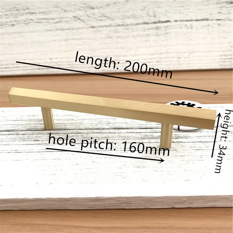Hole Pitch 160mm LCH в скандинавском стиле Шестигранная твердая латунная ручка для шкафа дверные ручки для мебели простая жизнь латунная ручка крючок для одежды современная ручка - Цвет: Hole Pitch 160mm