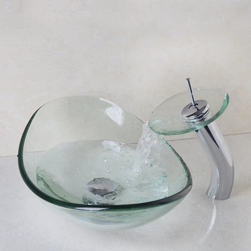 Смеситель для раковины KEMAIDI прозрачный из закаленного стекла|glass vessel|sink bowlbathroom sink